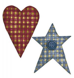 Blue Stars Red Hearts Folk Craft Style Wallies Cutouts Deco Decals 