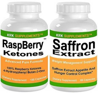 Saffron Extract 100mg Raspberry Ketones 100mg Combo Pure Dr Oz KRK 