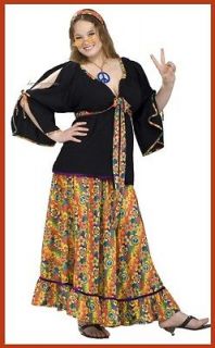   hippie flower costume womens halloween xl plus size adult 70s 80s