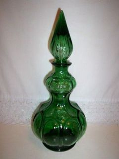 Vintage Italian Art Glass Green Genie Decanter 14 tall