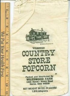 Cloth Wileswood Country Store popcorn Bag Huron Ohio 4#