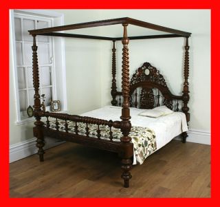   Victorian Colonial 5 8 King Queen Size Four Poster Bed (c.1870 1890