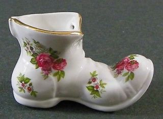   Old Foley Staffordshire Harmony Rose Boot Clog Shoe Pottery Porcelain