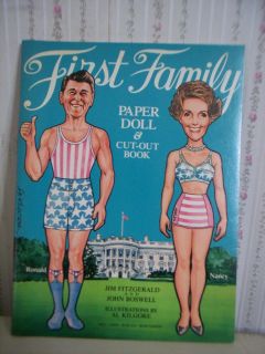 1981 RONALD & NANCY REAGAN FIRST FAMILY PAPER DOLL & CUT OUT BOOK