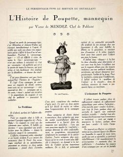 1924 Article Histoire Poupette Mannequin Victor Mendez Paris Baby 