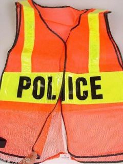 POLICE TRAFFIC SAFETY VEST ( ORANGE w/ YELLOW) XL (MADE IN USA)