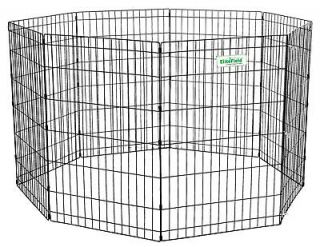 EliteField Black 24 Exercise Pen Dog Crate Cage with 8 FREE Ground 