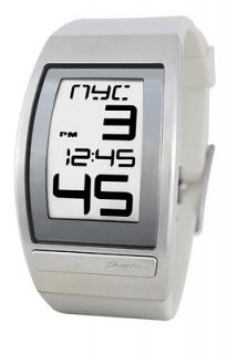   World Time Curved E Ink Watch with White Polyurethane Band WC02