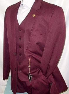 NEW ARRIVAL Stacy Adams Sun Vested Burgundy Wine Mens Suit Suits