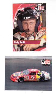 1990 PRO SET CARD # 17 & 20 DRIVER RICKY RUDD AND THE TIDE RIDE