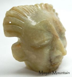 SMALL MAYAN FACE FIGURE / PENDANT CARVED FROM GUATEMALAN JADEITE JADE 