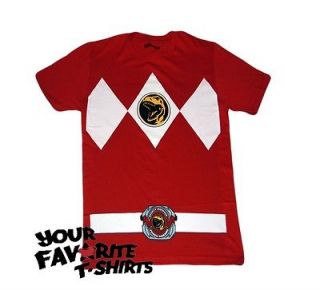 Power Rangers Red Ranger Costume Licensed Adult Red T Shirt S 3XL