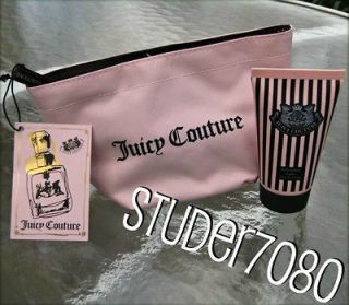 JUICY COUTURE  AUTHENTIC RARE PINK+BROWN COSMETIC BAG & BODY LOTION 