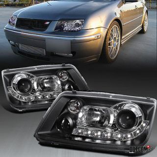 FITS 99 04 VW JETTA R8 LED LOOP PROJECTOR HEADLIGHTS BLACK (Fits 2000 