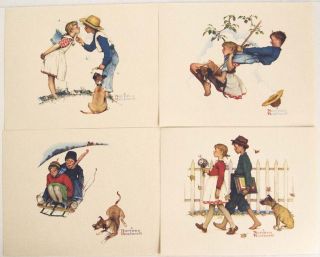   1970s Norman Rockwell Young Love Print Set 2  4 Prints