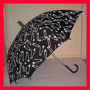 New Goth Punk Rock GOTHIC LOLITA 80s BLACK Safety Pin PARASOL Umbrella