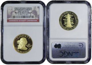 2007 W Proof Jeffersons First Spouse Gold $10 NGC PF70 Ultra Cameo PF 