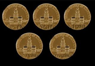 Five 24 kt Gold Plated 1776 1976 JFK Half Dollar Coin (5 Coins)