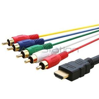 For HDTV LCD PS3 1080P HDMI to 5 RCA AV Cable Cord 5Ft 1.5m Male/Male
