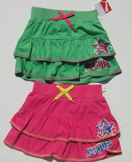 PUMA NWT Girls Scooter Skirt Skort Pink Green Mesh Glitter Ruffle 