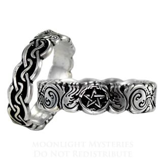 Celtic knot Pentacle Banshee Guardian Ring SS Sterling Silver sz 4 12 