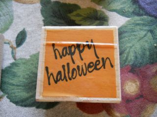 Rubber Stamp Saying Quote Phrase Happy Halloween Words Writing Script 