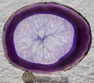  ROCK SLICE BANDED PURPLE WITH QUARTZ CENTER 4.75 ROCKS AND MINERALS