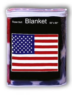 AMERICAN Flag FLEECE Blanket Afghan Throw U.S.A. *NEW*