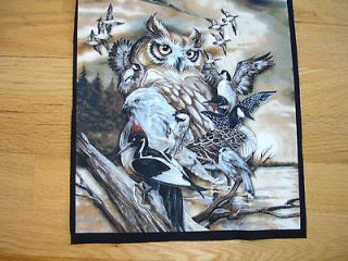 Northern Wildlife Owl Eagle Geese Cotton Quilting Fabric Block 11 x 