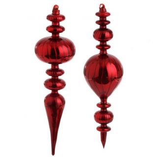 RAZ Imports Christmas 14 Red Glass Finial Ornament Set