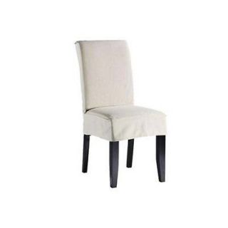   Fit 107925236T_FLX Twill Supreme Short Dining Room Chair Cover, Flax