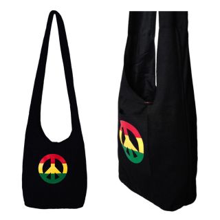 NEW Womens Rasta Reggae Peace Sign Shoulder Messenger Sling Bag 