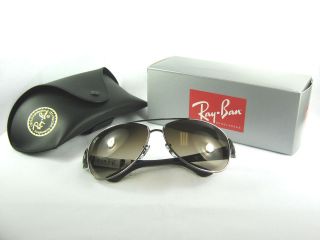 Ray Ban RB3467 004/13 Aviator Style Shiny Gunmetal Sunglasses 