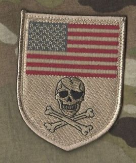 USMC MARINES FORCE RECON OPERATOR VELCRO SHIELD PATCH US FLAG SKULL 