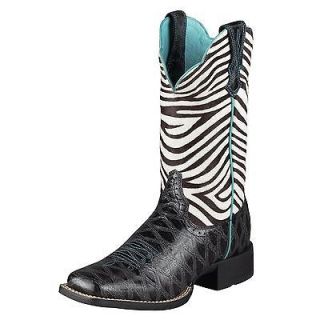 Ariat Womens Quickdraw 11 Cowboy Western Boots Black Anteater Print 