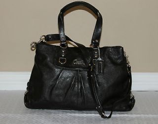NEW COACH ASHLEY Black Leather Satchel Carryall Bag Handbag Purse $ 