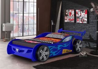 New Childrens Blue Turbo Racing Car Bed Frame