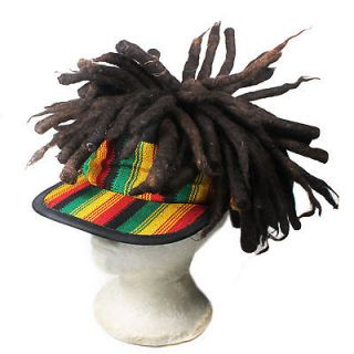 Rasta Visor Dreadlocks Dread Wig Hat Rastafari Costume Jamaica Reggae 