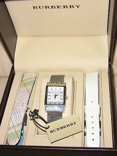 Authentic BURBERRY Watch 3 band Set (Stainless steel / White Leather 
