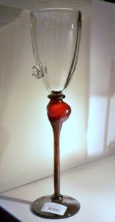 KOSTA BODA RED LADY SULPTURE WINE GLASS LIMITED. EDITION KJELL ENGMAN 