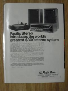   Ad PACIFIC STEREO ~ The Greatest $300 System Record Player Speakers
