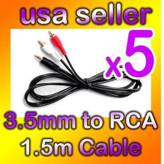 5m Headphone 3.5mm Male jack to 2 RCA Male Audio Cable cord for 
