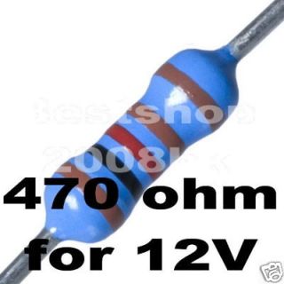 100 pcs 470 Ohm Resistors 1/4W Ideal for 12V LEDs 470R