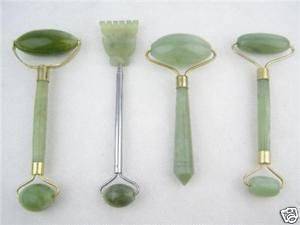 Newly listed 4PC green jade massage head neck face foot roller tool