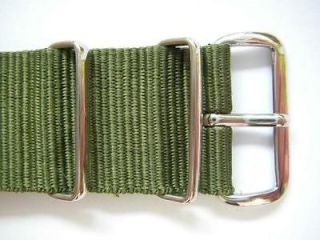 Fiber/nylon army green 3 rings watch band for military/vintage watch