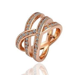  shipping 18K Rose Gold GP Use Crystal Lab Diamond Ring DR013+Gift Box