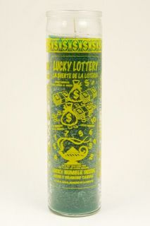   12 PACK 8 Votive Pillar Candles Lucky Lottery Green / Loteria