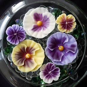 Floating Pansy Candles LOT OF 14   PURPLE PANSIES ONLY   50% BELOW 