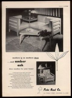   Reed modern furniture Amber Ash corner table sofa photo vintage ad