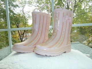 GYMBOREE Pink Floral Bow Toddler Girls RUBBER RAIN BOOTS Shoes Size 8